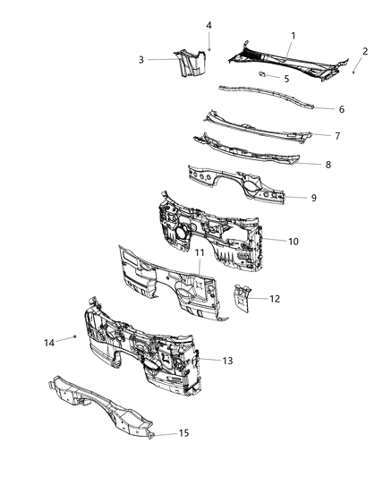 2012 Dodge Charger  Screen-COWL Top Diagram for 57010314AE