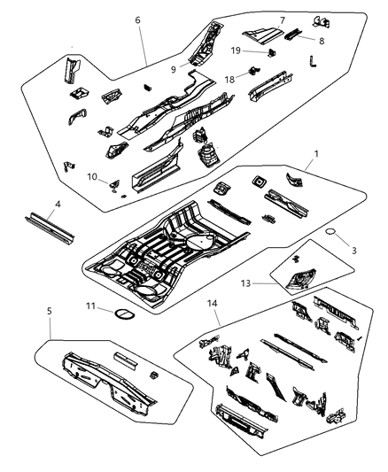 2009 Chrysler Sebring  REINFMNT-Floor Pan Diagram for 5076495AF