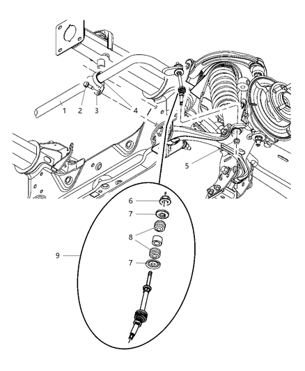 2005 Dodge Dakota  SWAY Bar Diagram for 5135731AA
