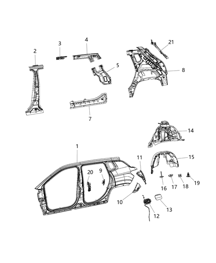 2020 Jeep Compass  Panel-Body Side Aperture Outer Diagram for 68243522AD