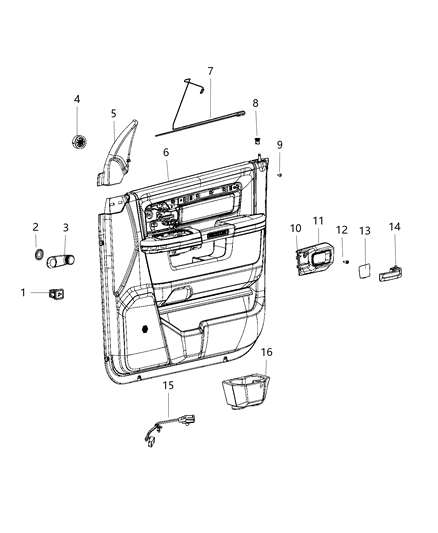 2019 Ram 3500  Panel-Front Door Trim Diagram for 6MU241X5AB