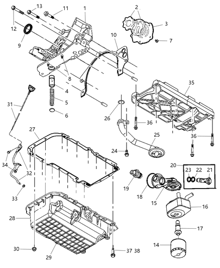 2006 Chrysler Pacifica  Engine Oil Cooler Diagram for 4792907AB