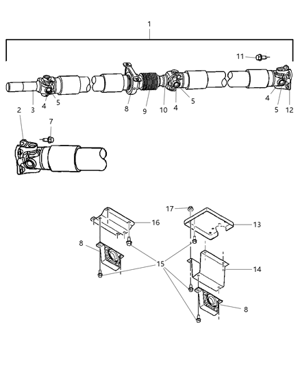 2007 Dodge Ram 3500  Bracket-Drive Shaft Center Bearing Diagram for 52105715AB
