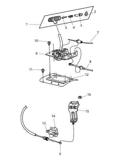 2004 Jeep Wrangler  Automatic Transmission Shifter Cable Diagram for 52109624AC