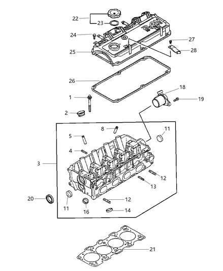 2004 Dodge Stratus  Gasket-Rocker Cover Diagram for MD310913