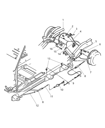 2002 Dodge Dakota  Cable-Parking Brake Extension Diagram for 52010067AA