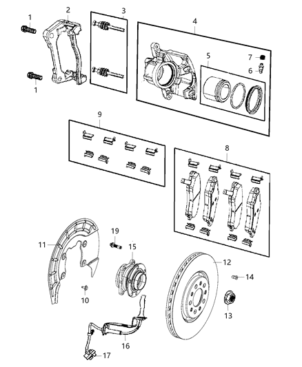 2019 Jeep Cherokee  CALIPER-Disc Brake Diagram for 68212010AA