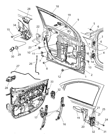 2007 Dodge Caliber  Glass-Front Door Diagram for 5074210AA
