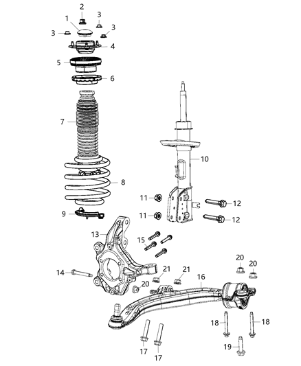 2020 Chrysler Pacifica  Suspension Knuckle Left Diagram for 68189019AD