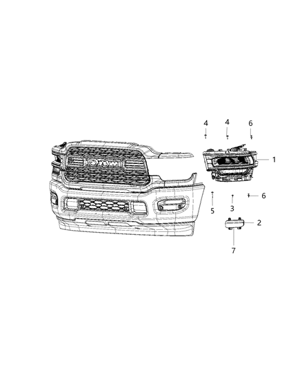 2020 Ram 4500  Headlamp Left Diagram for 68360181AC