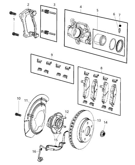 2007 Jeep Wrangler  Brake Pad Set Replaces Diagram for 68003701AA