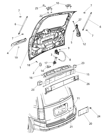 2008 Chrysler Town & Country  LIFTGATE Diagram for 4589581AA