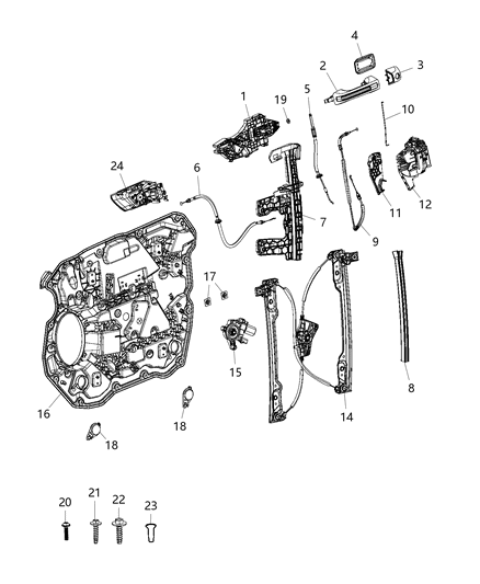 2019 Ram 1500 Cable-Outside Handle To Latch Diagram for 68307195AB