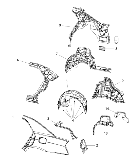 2015 Chrysler 300  Shield-Splash Diagram for 68205934AC
