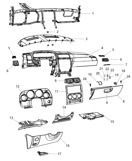 2014 Dodge Challenger Bracket-Instrument Panel Diagram for 68194050AA