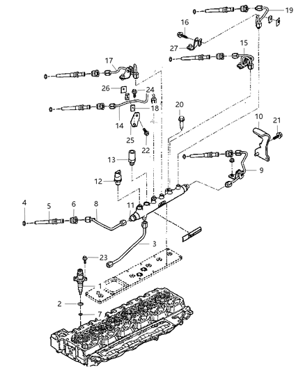 2009 Dodge Ram 3500  Tube-Fuel INJECTOR Supply Diagram for 5086874AA