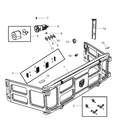 2009 Dodge Ram 1500  Cover-Box Side End Rail Diagram for 68044934AA