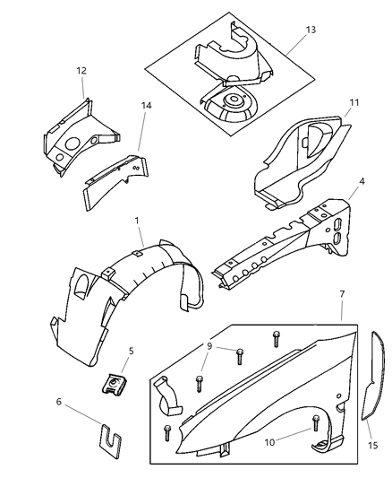 2000 Dodge Neon  Shield-WHEELHOUSE Diagram for 5008095AB