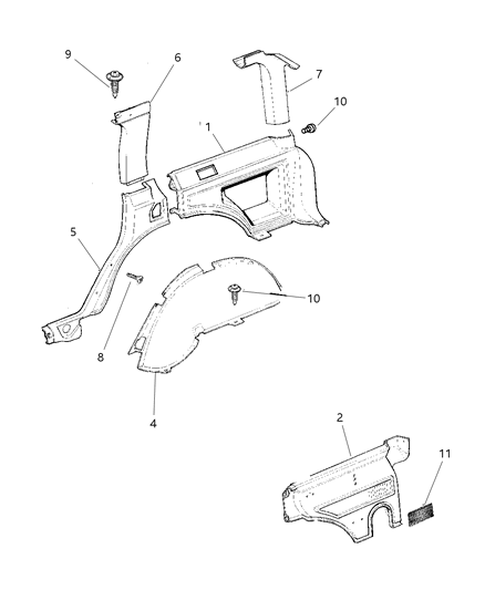 1998 Jeep Cherokee  Panel-C Pillar Diagram for 5EW88RT6AC