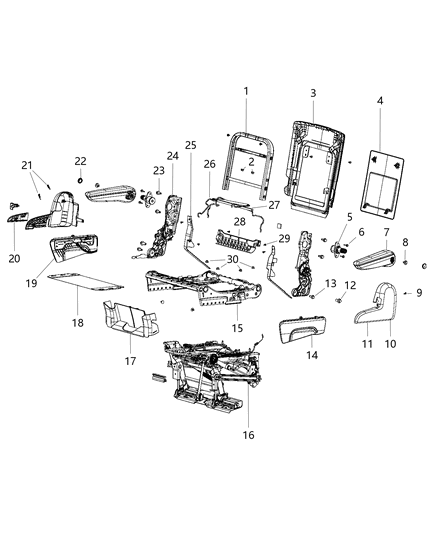 2013 Chrysler Town & Country  Rear Seat Armrest Diagram for 1VQ41BD1AA