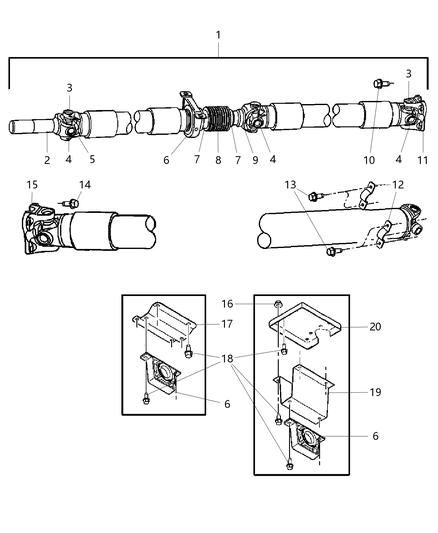 2005 Dodge Ram 1500  Bracket-DRIVESHAFT Diagram for 52105704AA