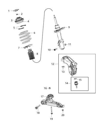 2019 Jeep Cherokee  Front Coil Spring Diagram for 68372914AA