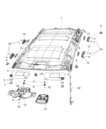 2016 Jeep Grand Cherokee Visor Diagram for 1WK20BD1AD
