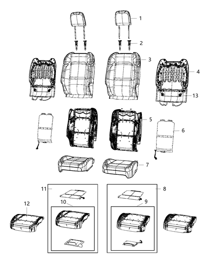 2021 Jeep Wrangler  Cover-Front Seat Back Diagram for 6PT77NR3AF