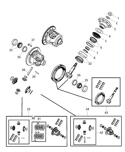 2018 Jeep Wrangler  Gear Kit-Center Differential Diagram for 68035643AA