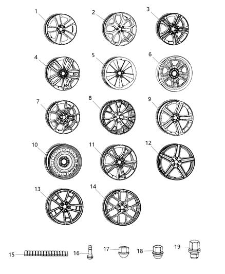 2017 Dodge Charger  Aluminum Wheel Diagram for 5PN351XFAA