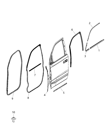 2020 Ram 1500 Front Door Glass Run Diagram for 68285726AE