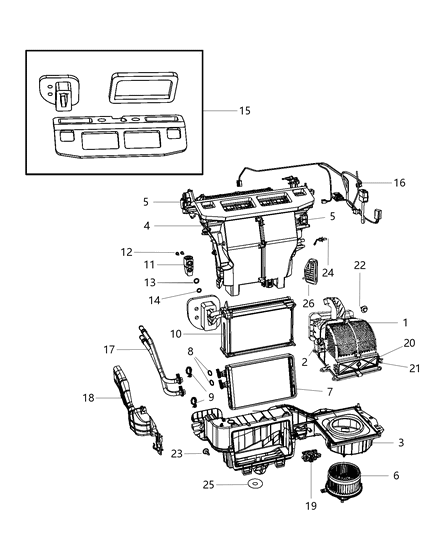 2012 Dodge Grand Caravan  Mode Blend Door Actuator Diagram for 68033337AA