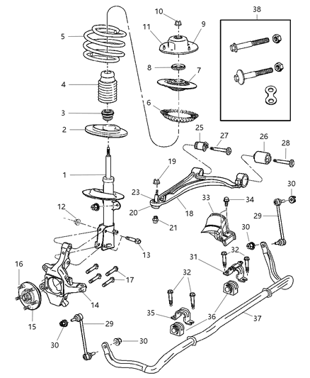 2004 Chrysler Pacifica  Link-SWAY ELIMINATOR Diagram for 4743454AB