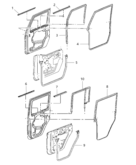 2017 Jeep Wrangler  WEATHERSTRIP-Door Belt Outer Diagram for 55395268AD