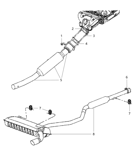 2010 Dodge Caliber  Catalytic Converter Diagram for 68047733AA