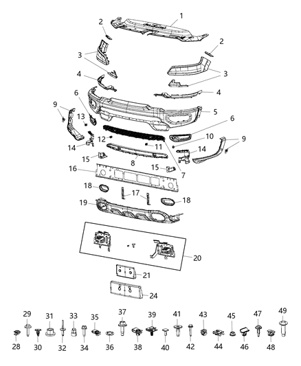 2021 Ram 1500  Clip-Spring Diagram for 68383597AA