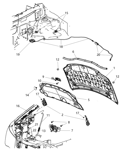 2016 Dodge Grand Caravan  STRIKER-Hood Latch Diagram for 5020847AA