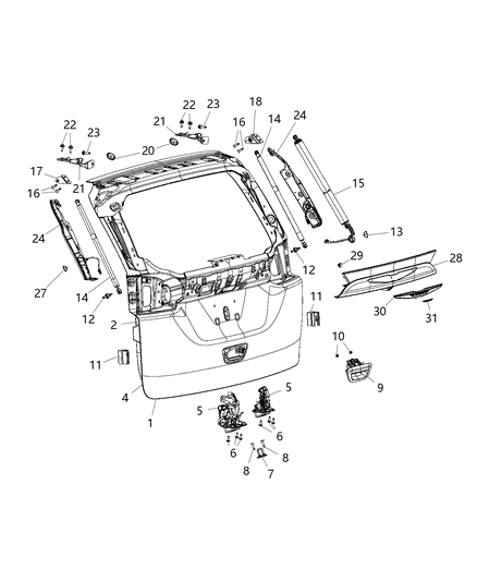 2018 Chrysler Pacifica  Handle-LIFTGATE Diagram for 5RP06AXRAC