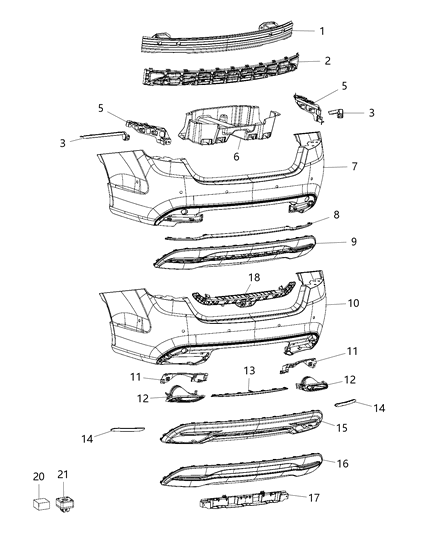 2017 Chrysler 200 Rear Bumper Cover Lower Diagram for 68203103AB