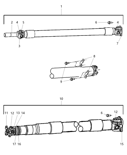 2005 Dodge Ram 1500  YOKE-Drive Shaft Diagram for 5143065AA