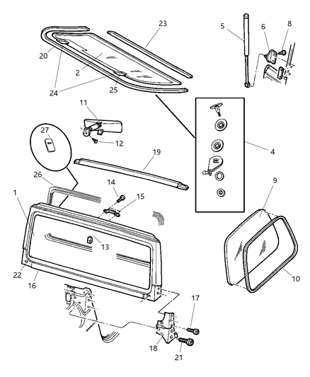 2006 Jeep Wrangler Seal-Header Opening Diagram for 55395101AB