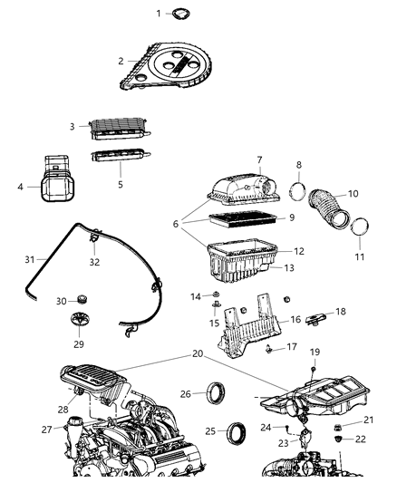 2010 Dodge Ram 1500  Filter-Air Diagram for 53032404AA