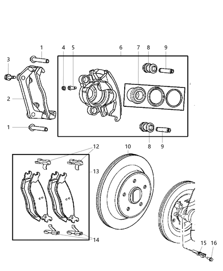 2004 Dodge Durango  Rear Brake Rotor Diagram for 2AMV9968AC