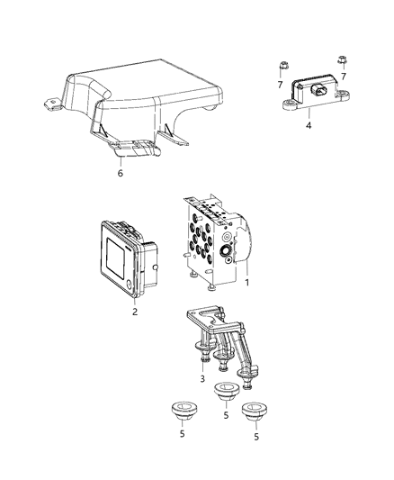 2020 Dodge Charger  Module-Anti-Lock Brake System Diagram for 68435852AC