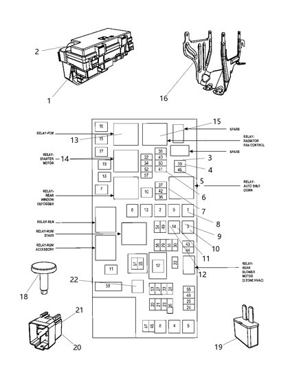 2012 Dodge Grand Caravan  Bracket-Relay Diagram for 4692154AB