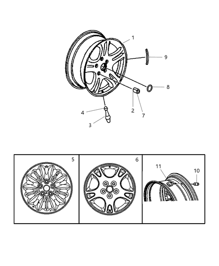 2006 Chrysler Town & Country  Wheel Center Cap Diagram for 4862224AC