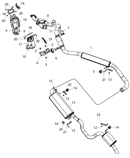 2018 Dodge Grand Caravan  Exhaust Manifold And Catalytic Converter Diagram for 68036150AL