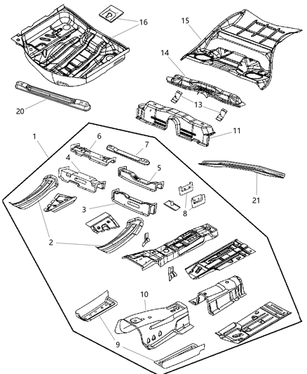 2013 Dodge Charger  Pan-Front Floor Diagram for 68043494AH