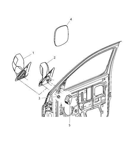 2006 Dodge Ram 3500  Outside Rearview Power Mirror Diagram for 55077444AK