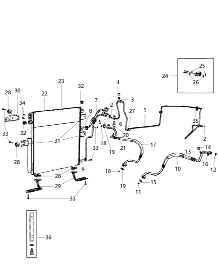 2012 Ram 2500  Cooler-CONDENSER And Trans Cooler Diagram for 55057091AC